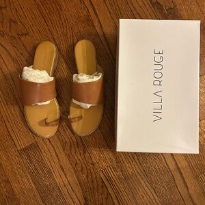 NIB Villa Rouge Women's Tan Stella Toe Ring Sandals